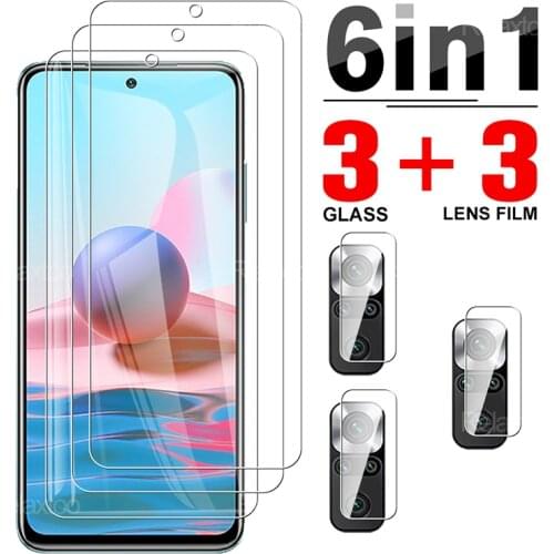6 In 1 Full Cover Tempered Glass Protector For Xiaomi Redmi Note 10 Camera Lens Protective Glass For Readmi Remi Note10 6.43"