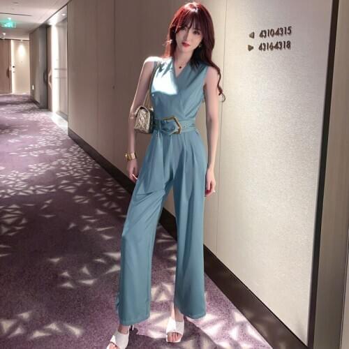 Elegant Long Rompers Sexy Women Jumpsuit Summer Party V-neck Maxi Catsuit Overalls Belted Bodysuit Club Pants Playsuits Rompers