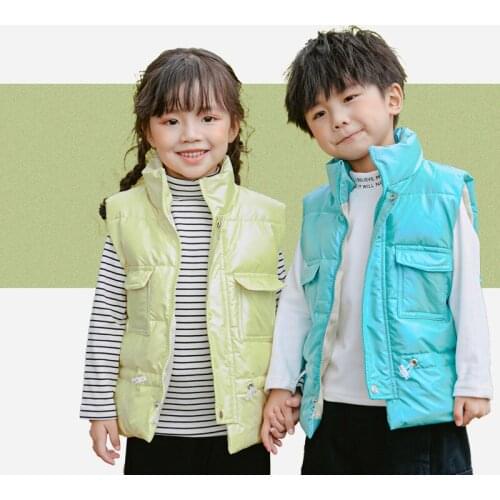 Boys And Girls Autumn And Winter Thickened Vest Candy Color Waistcoat To Keep Warm For 2-4 Years Old