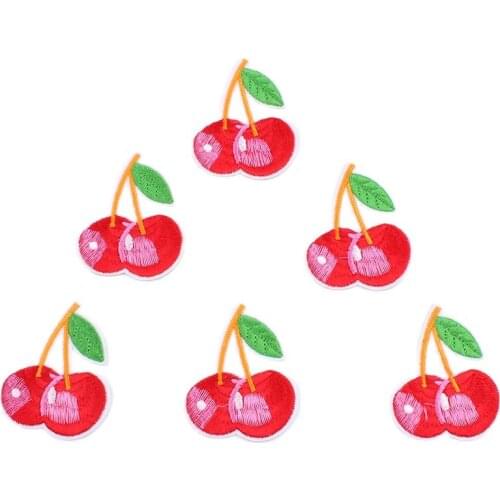 10pcs/lot Embroidered Cherry Patch DIY Clothes Sewing Accessories Iron On Cartoon Fruit Sticker DIY Jeans Coats Pants Appliques