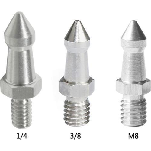 2PCS Stainless Steel Tripod Spikes 3/8 1/4 M8 Camera Spike Monopod Foot Screw T3LB