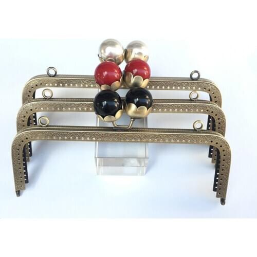 20cm red black white pearl kiss buckle women DIY bag making metal clasp purse frame square design