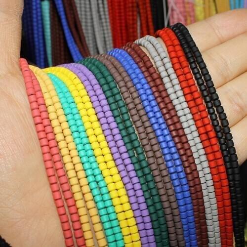 3mm Natural Stone Hematite Loose Beads Candy Colors Matte Cylindrical Jewelry Making DIY Hot Necklace Bracelet Accessories 15