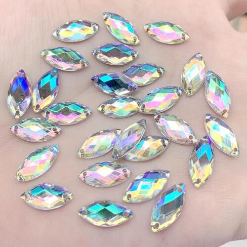 7*15mm Leaf &Horse Eyes Shape Sew On Crystal Acrylic Flat back Rhinestones AAAAA Quality Stones For Clothes 40pcs -Y190