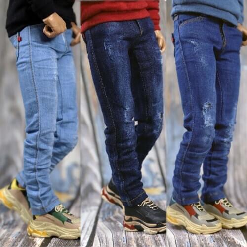 ACNTOYS 1/6 Fashion male jeans with holes slim trousers with belt ACN001P for 12 inches action figures