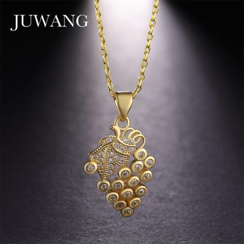 JUWANG Brand Grape Woman Pendants Necklaces Micro Pave Zircon Gold/Rose Gold Color Fashion Jewelry Statement Chain Necklace