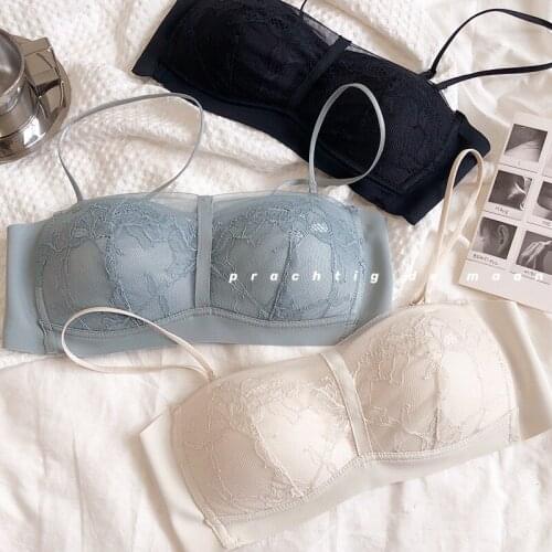 Only A Bra ,1/2 Cup Young Girls Bralette, Sexy Pure Color Floral Lace Bras, Fashion Thin Cotton Seamless Underwear,Boob Tube Top