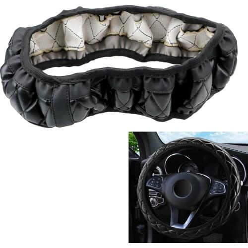 Steering Wheel Cover 38CM Diameter Crystal Crown Steering Covers PU Leather Car-styling Car Interior Accessories