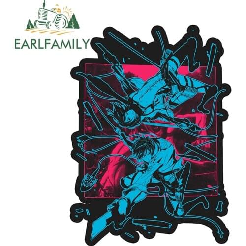 EARLFAMILY 13cm x 9.6cm for Eren Mikasa Attack on Titan Anime Decal Vinyl Car Stickers Auto Surfboard Trunk Sunscreen Decoration