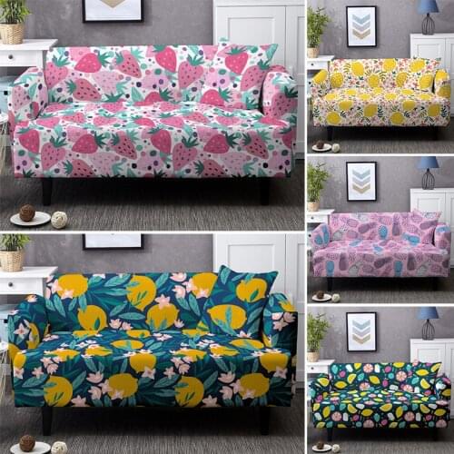 Elastic Slipcovers L Shape Corner Couch Cover For Living Room Decor Fruit Print Sofa Covers 1/2/3/4 Seats