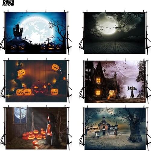 DAWNKNOW Photography Background Backdrop Happy Halloween Party Pumpkin Lamp Autumn Photocall Children Family Shoot Photo Studio