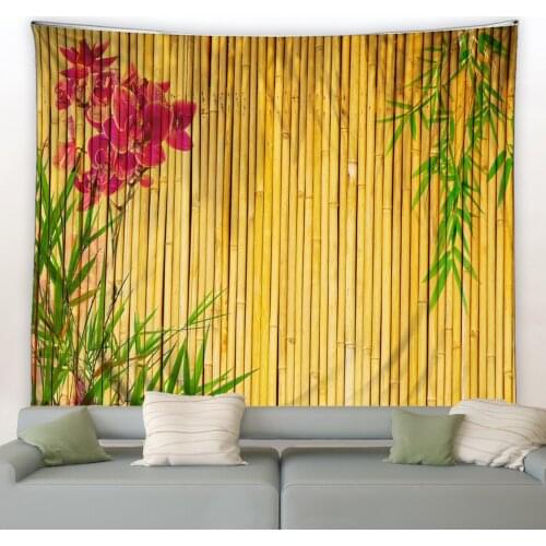 Landscape Tapestry Green Bamboo Flowers Scenery Living Room Bedroom Tapestries Hippie Garden Background Wall Tablecloths Decor
