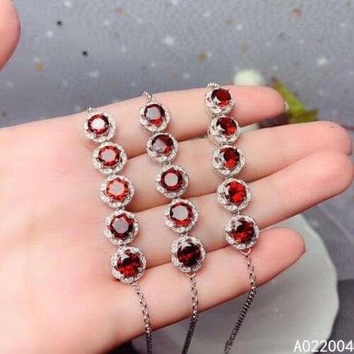 KJJEAXCMY Fine Jewelry 925 Sterling Silver inlaid gemstone garnet women hand bracelet popular support detection