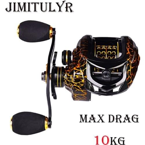 2021 New Yellow Stripes Hot 4+1BB Fishing Reel Carbon Shell Lightweight 209g Max Drag 10KG Baitcasting Reel Casting