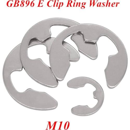 100pcs GB896 M10 E Clip Washer Ring Washer 10mm Circlip retaining ring for shaft fastener hardware 304 Stainless steel