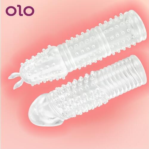 OLO Cock Ring Condoms Reusable Penis Extender Erotic Sex Toys for Men Adult Products Penis Sleeve