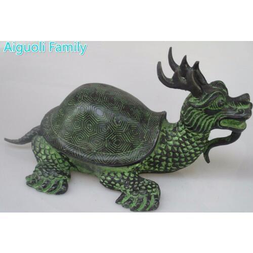 Art collection Chinese Bronze Dragon Turtle Statue/Big Feng Shui Turtle Sculpture