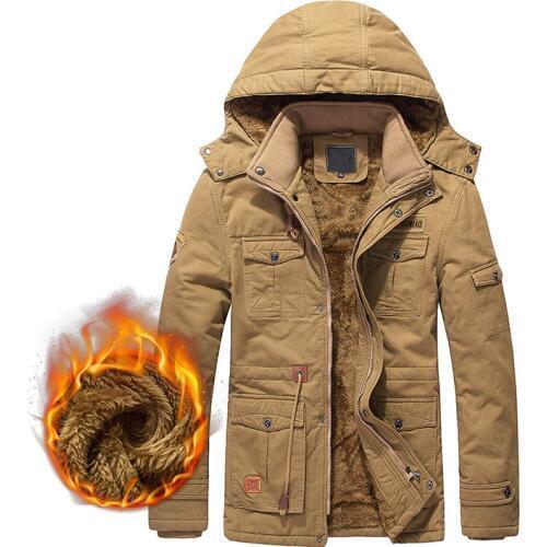 2019 Winter Thick Mens Fleece Jackets Warm Male Solid Hooded Military Army Coat Windproof Cotton-Padded Pocket Parkas M-4XL