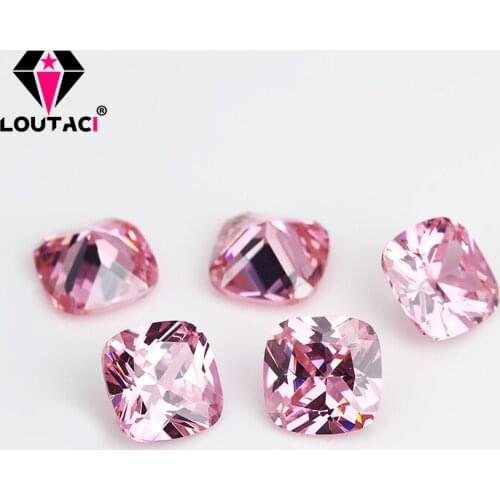 LOUTACI Inexpensive Brilliant Cut Cushion P ink Cubic Zirconia Rings Wedding Bands Small Size 3x3-4x4mm