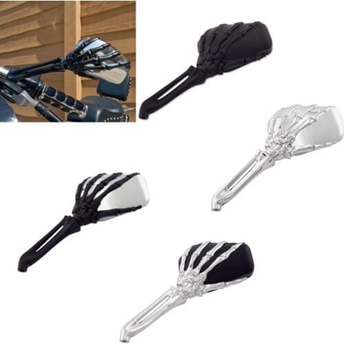 Motorcycle Rearview Mirrors Handlebar Mount Skull Hand Style Side Mirrors 8mm 10mm Universal For Harley Honda kawasaki Yamaha