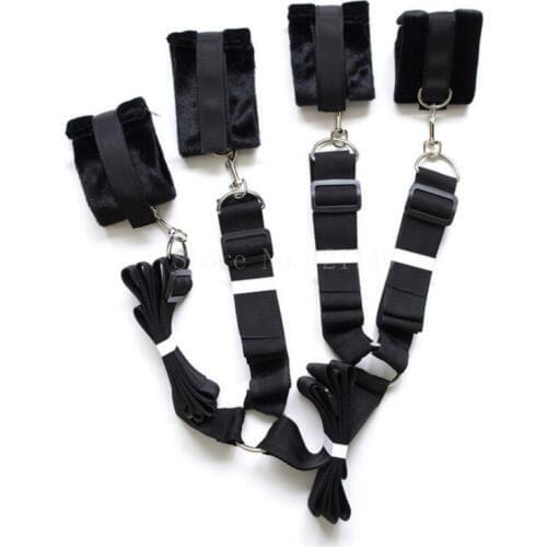 BDSM Bondage Set Under Bed Erotic Restraint Handcuffs & Ankle Cuffs & Eye Mask Adults Games for Couples Sex Toys For Woman Men