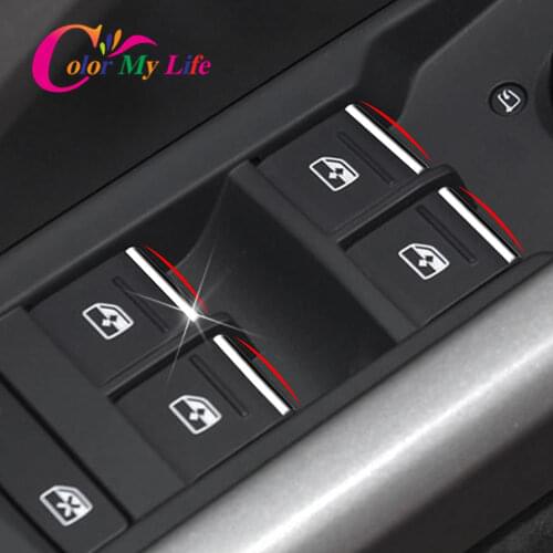 Color My Life 7Pcs/Set ABS Chrome Windows Control Panel Knob Cover Trim Fit for Audi Q3 2019 2020 Accessories