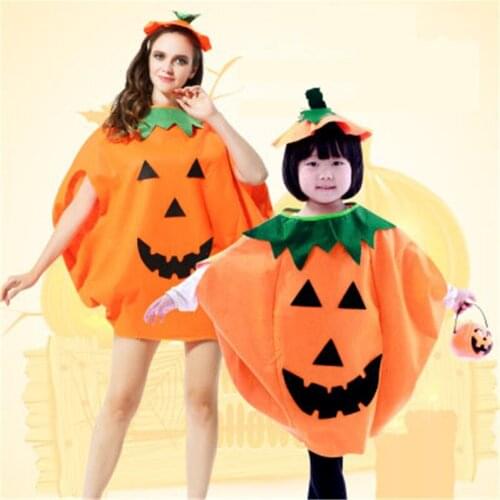 Non-woven Halloween Costumes Children Pumpkin Makeup Show Clothes Halloween Party Parent-child Interactive Decoration PropsYK101