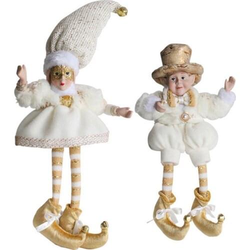 New Christmas Ornament Fabric Sitting Doll Christmas Elf Doll Table Decor Stuffed Toy With Dangling Legs