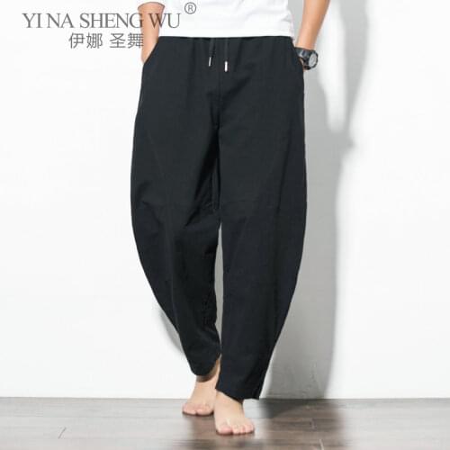 New Japanese Style Kimono Trousers Mens Harem Pants Loose Pants Male Summer Casual Solid Color Pants Trousers Plus Size M-5XL