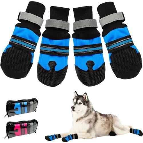 Dog Shoes Waterproof Rainshoes with Reflective Strip Anti-skip Shoes for Large Medium Dog Labrador Husky Pet Accessories