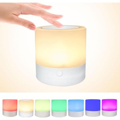 Rechargeable LED Touch Night Light 7 Colors Adjustable Bedside Table Lamp for Bedroom Living Room Night Dimmable Color Change