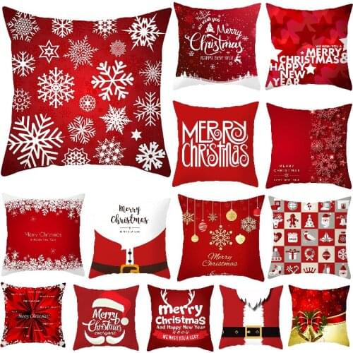 Merry Christmas Cushion Cover Santa Claus Elk Christmas Decoration For Home 2021 Christmas Ornaments Natal Navidad New Year 2022