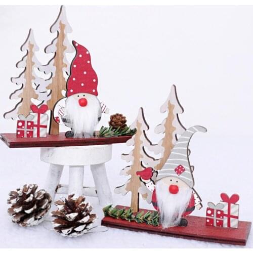 Christmas Ornament Portable Beautiful Handmade Wooden Santa Claus Ornament Wood Table Desktop Decoration Delicate for Party