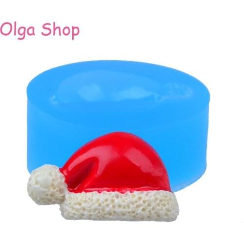 FYL051 23.9mm Christmas Hat Flexible Silicone Mold - Cake Topper, Fondant Craft, Resin Polymer Clay, Chocolate, Cookie Biscuit
