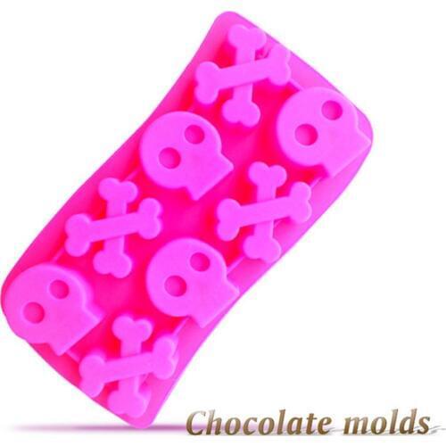 Family baking cake pop molds 8 holes Halloween skull chocolate pudding cake silicone nonstick mold free shipping