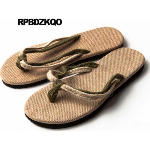 Rope Flip Flop Slippers Shoes Japanese Beach Nice Woven Slip On Espadrilles Slides Mens Sandals 2018 Summer Outdoor Strap Casual