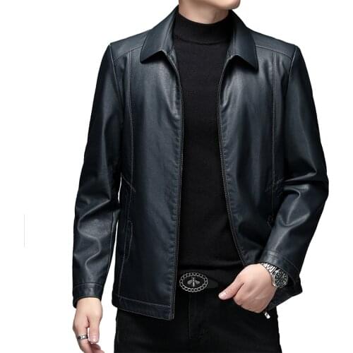 Spring Leather Jacket Men Coats Motorcycle Leather Coat Mens Brand New High-grade Stand Collar Jackets