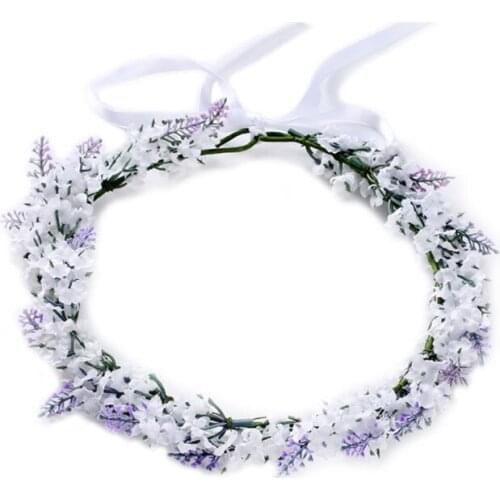 Simulated Flower Headband Lavender Floral Hair Band Garland Tiara Crown Women Jewelry Headdress Decoration Fashion For Prom N2UE