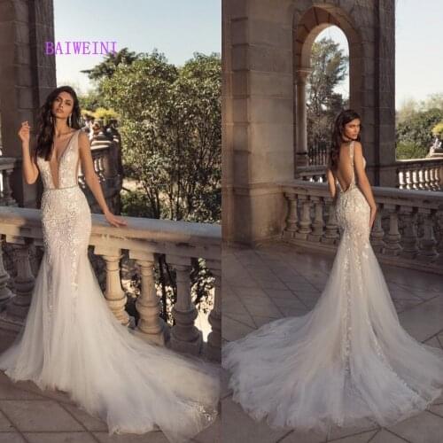 Robe de mariee New arrival Sexy Simlple Wedding Dresses 2021 Mermaid Embroidery Appliques Wedding Gowns vestidos de noiva