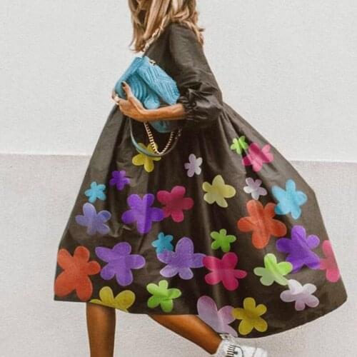 Women Vintage Floral Print Loose Dress 2020 Summer Elegant Half Sleeve Party Dress Casual O-Neck Ladies Dress Vestido 5XL