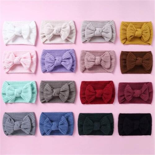 Winter Knitted Elastic Headbands Turban For Girls Knitting Wool Hairband Crochet Bow Wide Headbands Hair Accessories