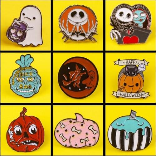Hippie Pins Rock Badges on Clothes Halloween Pumpkin Head Brooches Pins Lapel Pins Badges Brooch Metal Badges on A Backpack DIY