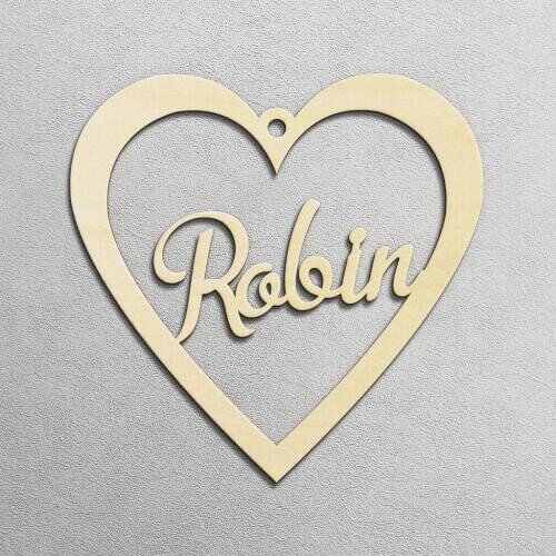 10pcs Wooden Personalised Custom Heart Name Christmas Bauble Tree Decoration Gift Tag Crafts Party Wrapping Box Decoration