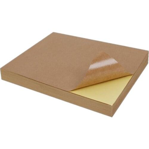 100 Sheets A4 Size Blank Kraft Adhesive Sticker Self Adhesive A4Kraft Label Paper for Inkjet Printer Packaging Label