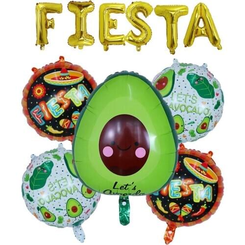 11pcs FIESTA Letter Aluminum Balloon Set Gold Rose Gold Mexican Avocado Carnival Party Carnival Alphabet Decoration Balloons