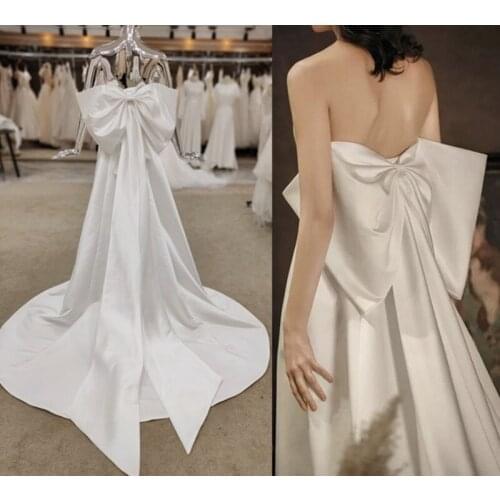 3422#Elegant Sleeveless Backless Satin A-Line Bride Dress Wedding Dress with Bow