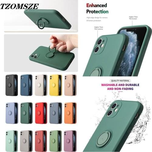 Liquid Silicone Finger Ring Stand Magnetic Holder Bracket Cases For iPhone 11 Pro Max 12 Mini XR X XS Max 7 8 Plus SE 2020 Shell