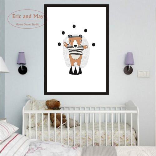 Circus Bear Cartoon Nursery Animal Canvas Prints Modern Painting Posters Wall Art Pictures For Living Room Decoration No Frame