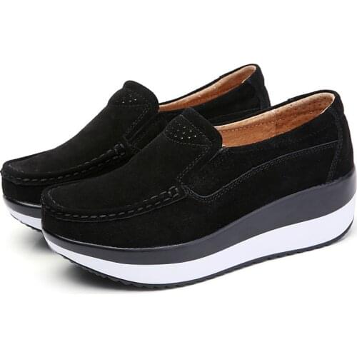 COWCOM 2021 Spring Thick Soled Muffin Shoes Slope Heel Flat Bottom Rocking Shoes Female melissa shoes for women Loafers CYL