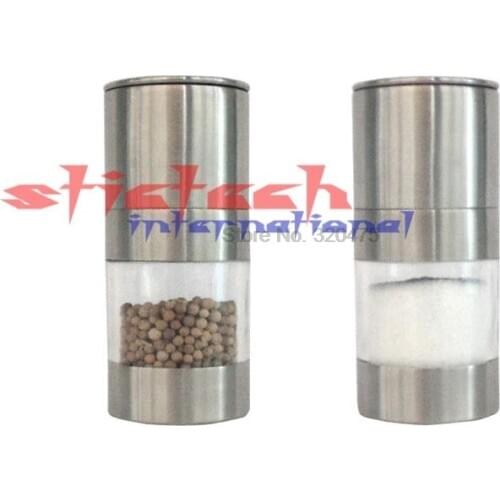 By dhl or ems 200 pcs 2016 top quality Stainless Steel Manual Salt Pepper Mill Grinder Portable Kitchen Mill Muller Tool